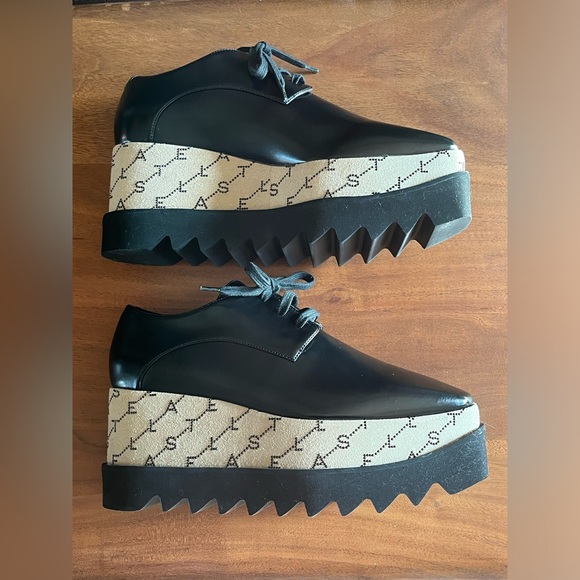 Stella McCartney Shoes - Stella McCartney Elyse Platform NEW Black Monogrammed Shoes Womens US6.5 EU36.5